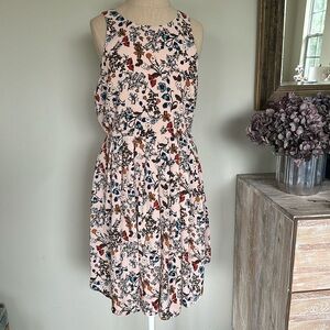 Lush peach teal brown gorgeous floral and vine tank dress large